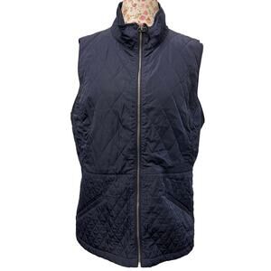 💙 Talbots L Navy Quilted Zip Vest – Classic Lightweight Layer